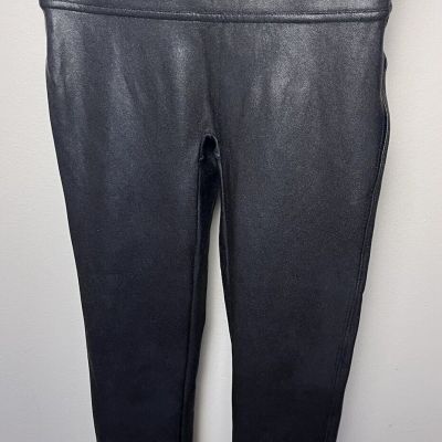 SPANX Faux Leather Leggings High Rise Vegan Stretch Skinny Black Size Small S